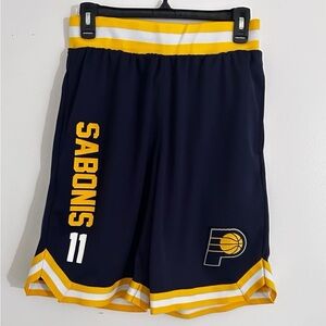 Indiana Pacers Men's Navy and Yellow Sabonis #11 basketball Shorts. #vintage